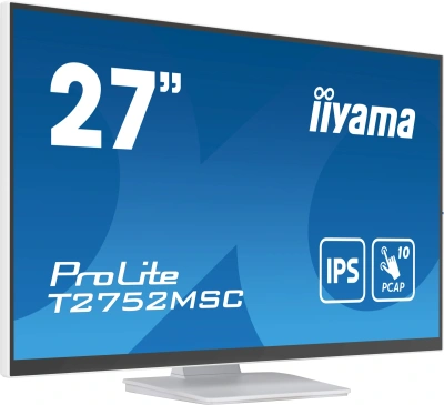 Монитор Iiyama 27" ProLite T2752MSC-W1 белый IPS LED 5ms 16:9 HDMI M/M матовая 1000:1 400cd 178гр/178гр 1920x1080 60Hz DP FHD USB Touch 6.7кг