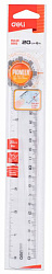 Линейка Deli Pioneer EG00212 пластик дл.20см прозрачный градуировка УФ чернила европодвес