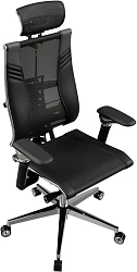 Кресло руководителя эргономичное Метта Yoga Spine Triumph B2 (Черный CC.50.15.13A) Infinity Easy Clean экокожа/сетка с подголов. крестов. алюминий хром
