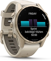 Смарт-часы Garmin Fenix 8 43мм 1.3" AMOLED корп.золотистый рем.серый разм.брасл.:108-182мм (010-02903-11)