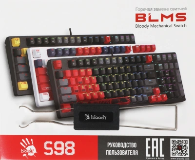 Клавиатура A4Tech Bloody S98 Sports Lime BLMS Plus механическая желтый/серый USB for gamer LED (S98 SPORTS LIME BLMS RED PLUS)