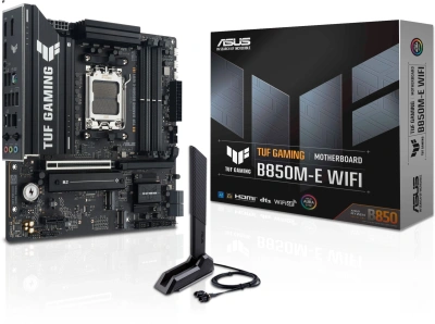 Материнская плата Asus TUF GAMING B850M-E WIFI SocketAM5 AMD B850 4xDDR5 mATX AC`97 8ch(7.1) 2.5Gg RAID+HDMI+DP
