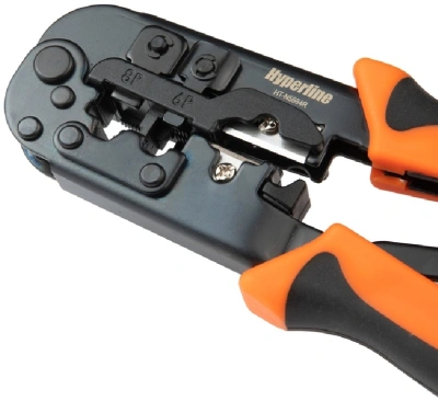 Инструмент обжимной Hyperline HT-N5684R для RJ-45/RJ-12/RJ-11 синий/оранжевый