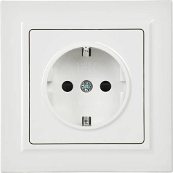 Розетка силов. IEK Brite РСР14-1-0-БрБ BR-R14-16-K01-F одинар. скрыт. зазем. штор. IP20 белый (упак.:1шт)