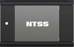 Шкаф коммутационный NTSS NTSS-W9U6045GS-BL настенный 9U 570x450мм пер.дв.стекл 60кг черный 350мм 20.1кг 220град. 370мм IP20 сталь