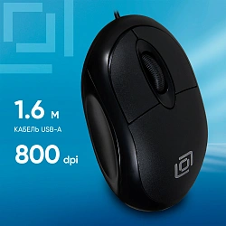 Мышь Оклик 105S черный оптическая 800dpi USB для ноутбука 3but (400941)
