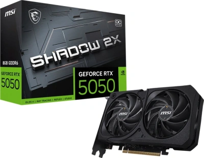 Видеокарта MSI PCI-E 5.0 RTX 5050 8G SHADOW 2X OC NVIDIA GeForce RTX 5050 8Gb 128bit GDDR7 2497/28000 HDMIx1 DPx3 HDCP Ret
