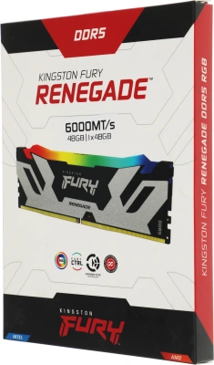 Память DDR5 48GB 6000MHz Kingston KF560C32RSA-48 Fury Renegade Silver RGB RTL Gaming PC5-48000 CL32 DIMM 288-pin 1.35В single rank с радиатором Ret