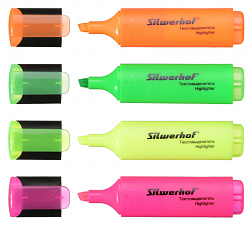 Набор текстовыделителей Silwerhof Blaze 108036-00 скошенный пиш. наконечник 1-5мм 4цв. пакет с европодвесом