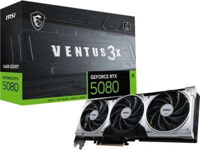 Видеокарта MSI PCI-E 5.0 RTX 5080 16G VENTUS 3X PLUS NVIDIA GeForce RTX 5080 16Gb 256bit GDDR7 2640/30000 HDMIx1 DPx3 HDCP Ret