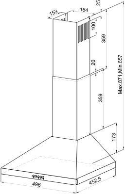 Вытяжка каминная Lex BRIZ 500 черный управление: кнопочное (1 мотор)