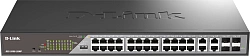 Коммутатор D-Link DSS-200G-28MP/A1A (L2) 24x1Гбит/с 4xКомбо(1000BASE-T/SFP) 24PoE 24PoE+ 370W настраиваемый