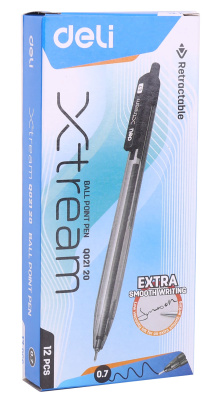 Ручка шариков. автоматическая Deli X-tream EQ02120 черный d=0.7мм черн. черн. сменный стержень линия 0.4мм