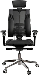 Кресло руководителя эргономичное Метта Yoga Spine Triumph B2 (Черный CC.50.15.13A) Infinity Easy Clean экокожа/сетка с подголов. крестов. алюминий хром
