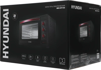 Мини-печь Hyundai MIO-HY102 50л. 2000Вт черный/красный