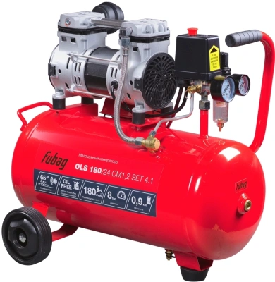 Компрессор поршневой Fubag OLS 180/24 CM1.2 Set 4.1 безмасляный 180л/мин 24л 900Вт красный/черный