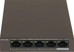 Коммутатор Tenda TEF1105P-4-63W (L2) 5x100Мбит/с 4PoE 58W неуправляемый