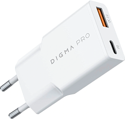 Сетевое зар./устр. Digma Pro DPW3A 30W 3A (PD+QC) USB-C/USB-A универсальное белый (DPW3A3GX11WH)