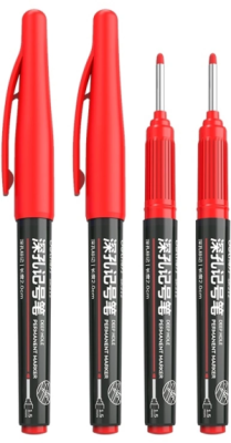 Набор маркеров перманентных Deli SK212 RED удл. пиш. наконечник 2.8мм водостойкий 1цв. красный коробка картонная (4шт.)