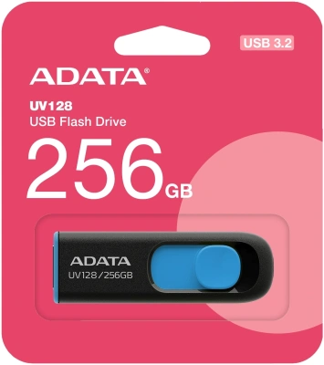 Флеш Диск A-Data 256Gb DashDrive UV128 AUV128-256G-RBE USB3.0 черный/синий