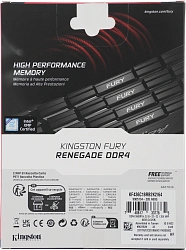 Память DDR4 2x32GB 3600MHz Kingston KF436C18RB2K2/64 Fury Renegade Black RTL Gaming PC4-28800 CL18 DIMM 288-pin 1.35В dual rank с радиатором Ret