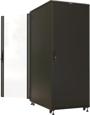 Шкаф серверный Hyperline (TTBR-4281-AS-RAL9004) напольный 42U 800x1000мм пер.дв.стекл задн.дв.спл.стал.лист 4 бок.пан. 1000кг черный 910мм 140.8кг 2055мм IP20 сталь