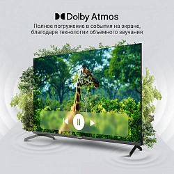 Телевизор QLED Digma 43" DM-LED43UQB31 Google TV Frameless Metal черный/черный 4K Ultra HD 60Hz MEMC DVB-T DVB-T2 DVB-C DVB-S DVB-S2 USB WiFi Smart TV