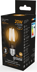 Лампа светодиодная Gauss Filament 102902120 20Вт цок.:E27 груша 220B св.свеч.бел.теп. (упак.:1шт)