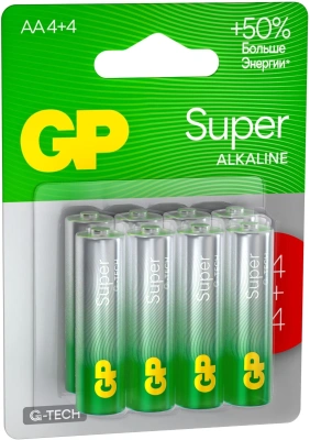Аккумулятор GP Super Alkaline G-Tech 15А AA NiMH 1000mAh (8шт)