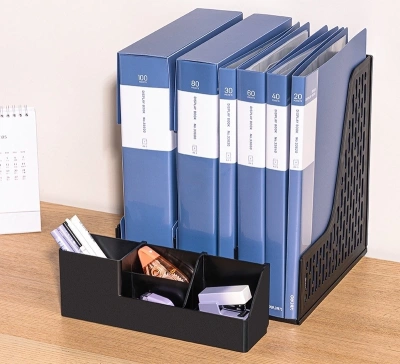 Лоток вертикальный Deli E9847 BLACK E9847 3отд. сборный для бумаг 253x320x275мм черный пластик пластиковый пакет