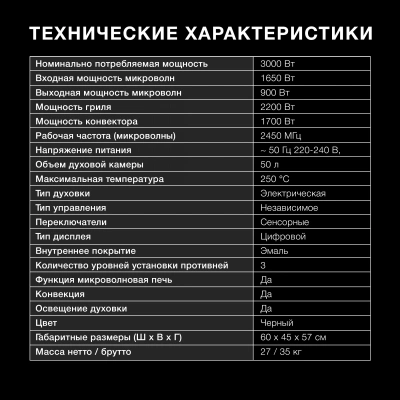 Духовой шкаф Электрический Hyundai HMEO 6580 DX черный