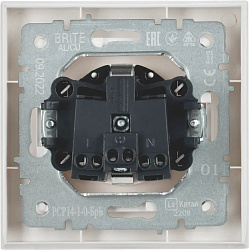 Розетка силов. IEK Brite РСР14-1-0-БрБ BR-R14-16-K01-F одинар. скрыт. зазем. штор. IP20 белый (упак.:1шт)