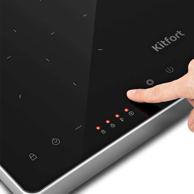 Плита Комбинированная Kitfort КТ-164 серебристый/черный стеклокерамика (настольная)