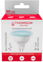 Лампа светодиодная Thomson TH-B2321 4Вт цок.:GU5.3 рефлек. 220B св.свеч.бел.хол. MR16 (упак.:1шт)