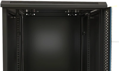 Шкаф коммутационный Hyperline (TWB-2766-SR-RAL9004) настенный 27U 600x600мм пер.дв.стал.лист 2 бок.пан. 60кг черный 1304мм