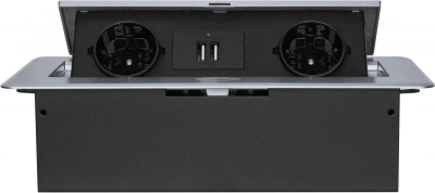 Розетка Cactus CS-SOCKET-EU/USBA-GY для столешницы 26.5x11.8x6.5см серый
