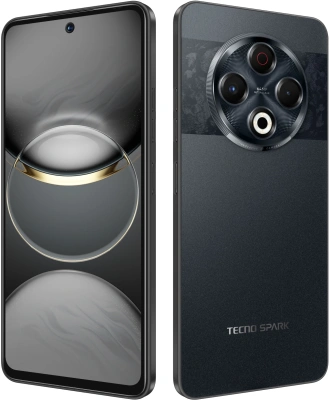 Смартфон Tecno Spark 30 128Gb 8Gb черный моноблок 3G 4G 2Sim 6.78" 1080x2436 Android 14 64Mpix 802.11 a/b/g/n/ac NFC GPS GSM900/1800 GSM1900 Protect FM A-GPS microSD max1024Gb