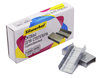 Скобы для степлера 24/6 Silwerhof оцинкованные кор.карт. (упак.:1000шт.)