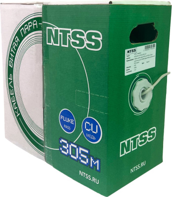Кабель информационный NTSS NTSS-IN-UTP4-5Е-PVC-GY кат.5E UTP 4 пары 24AWG PVC внутренний 305м серый