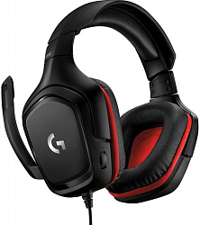 Наушники с микрофоном Logitech G332 Leatheratte черный/красный 2м накладные оголовье (981-000757)