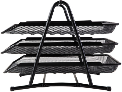 Лоток горизонтальный Deli E9181 для бумаг 350х278х275мм черный металл сетка