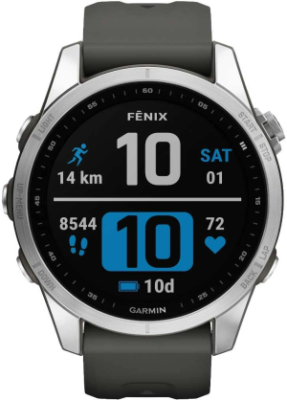 Смарт-часы Garmin Fenix 7S 1.2" корп.серый рем.черный (010-02539-01)