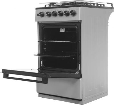 Плита Газовая Midea MFO-M4G20T0E(SL) серебристый/черный (стеклянная крышка) реш.чугун