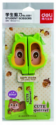 Ножницы Deli 6061 Happy Cat детские 138мм ТПЭ сталь ассорти