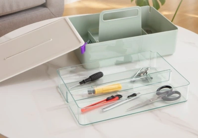 Короб для хранения Deli XDM16green 2отд. 317x212x142,5мм зеленый/серый пластик