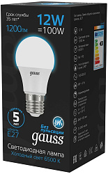 Лампа светодиодная Gauss 102502312 12Вт цок.:E27 груша 220B св.свеч.бел.хол. (упак.:10шт)