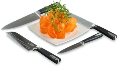 Нож кухонный Rondell Cascara RD-685 стальной поварской лезв.200мм прямая заточка черный блистер