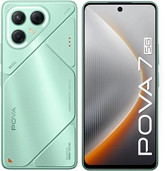Смартфон Tecno Pova 7 5G 128Gb 8Gb зеленый моноблок 3G 4G 2Sim 6.78" 1080x2460 Android 15 50Mpix 802.11 a/b/g/n/ac/ax NFC GPS GSM900/1800 Protect microSD max1024Gb