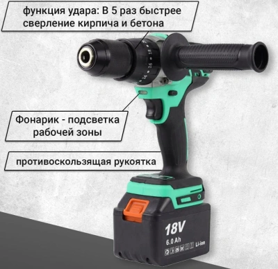 Дрель-шуруповерт Zitrek Green Impact 18V 1800Вт аккум. патрон:быстрозажимной (кейс в комплекте) (063-4046)