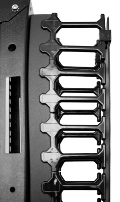 Кабельный органайзер Вертикальный ЦМО ВКО-П-42/48-9005 односторонний пальцы 42U шир.:4" глуб.:129мм